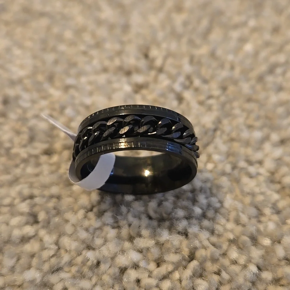8mm Black Men's Ring Size 8 Fidget Ring - Picture 2 of 2